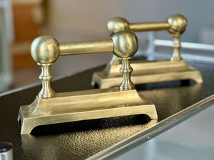 Elegant Pair of Brass Fire Dogs