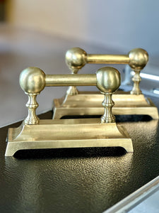 Elegant Pair of Brass Fire Dogs