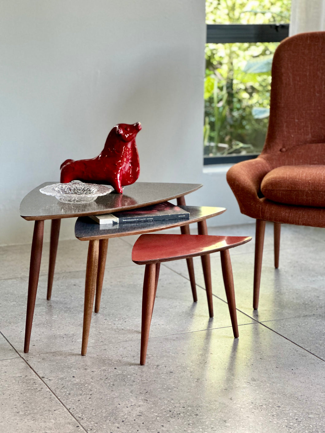 Mid-Century Nest of Three Side Tables