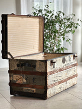 Load image into Gallery viewer, Vintage Trunk with Wood &amp; Metal Reinforcements
