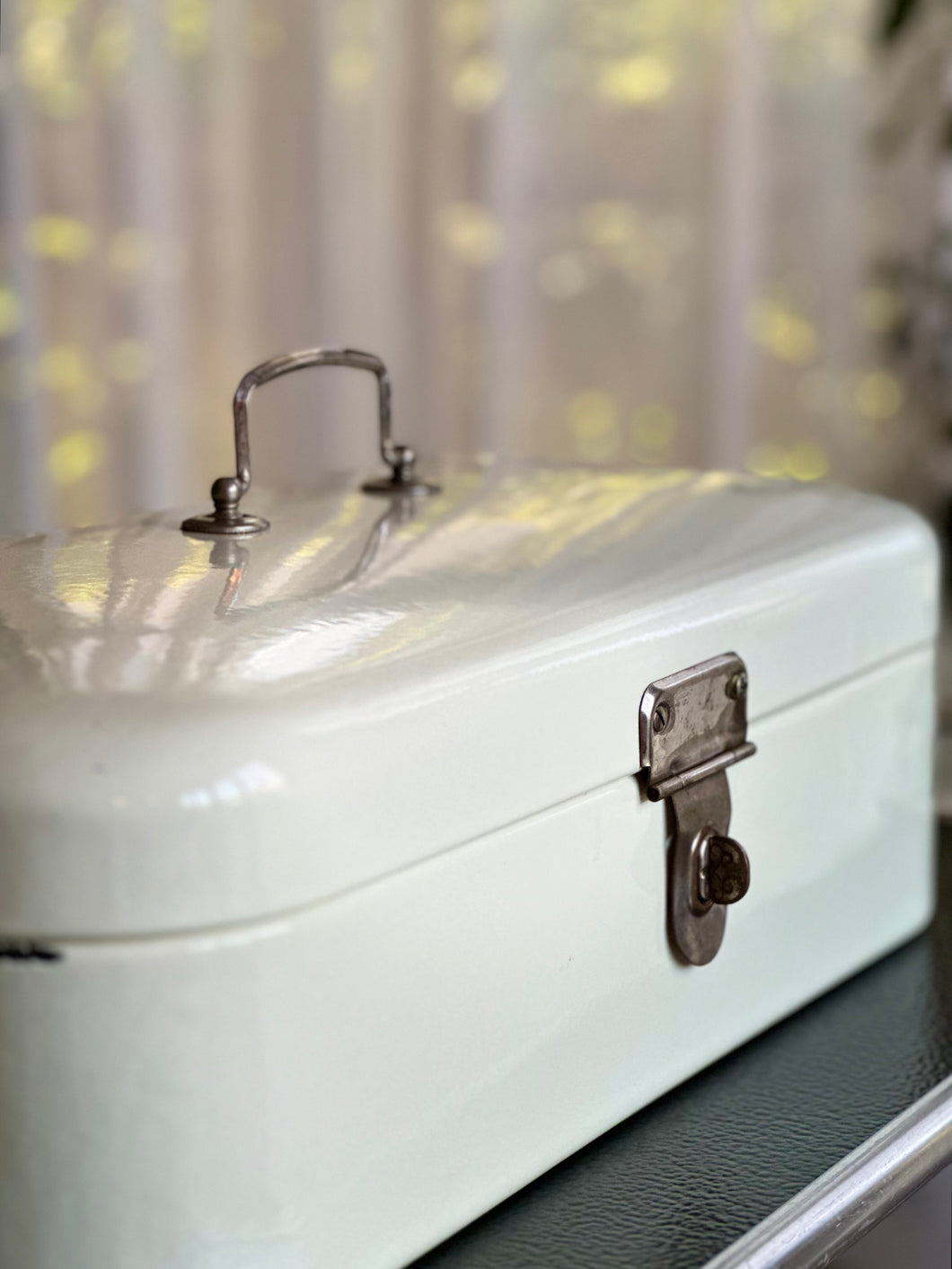 Vintage Enamel Medical Box with Locking Latch