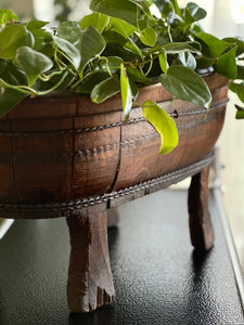 African Hand-Carved Wooden Vessel / Planter