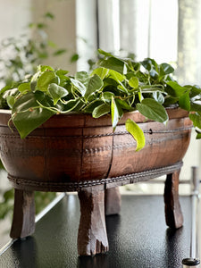 African Hand-Carved Wooden Vessel / Planter