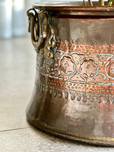 Load image into Gallery viewer, Large Embossed Red Copper &amp; Brass Planter

