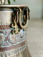 Load image into Gallery viewer, Large Embossed Red Copper &amp; Brass Planter
