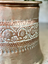 Load image into Gallery viewer, Large Embossed Red Copper &amp; Brass Planter
