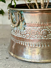 Load image into Gallery viewer, Large Embossed Red Copper &amp; Brass Planter
