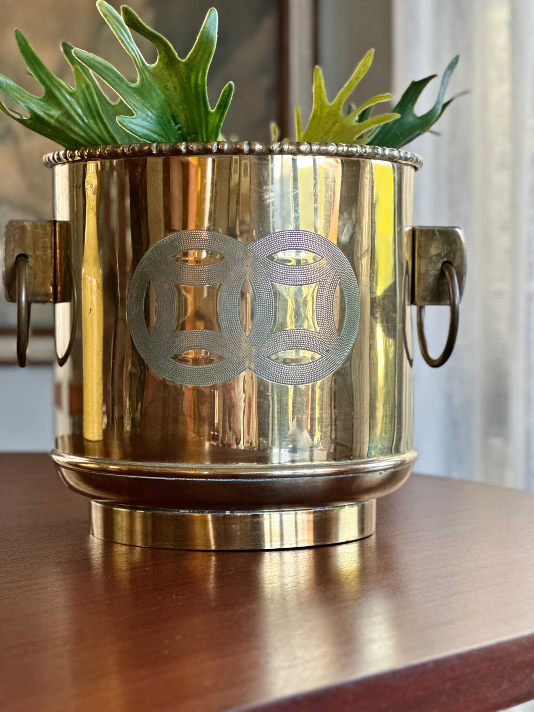 1970 Chinoiserie-Inspired Brass Cache-Planter