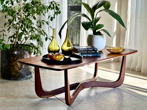 Mid-Century Solid Mahogany Coffee Table - X Leg Base
