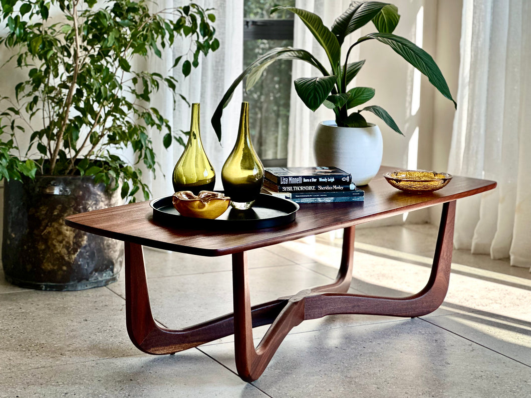 Mid-Century Solid Mahogany Coffee Table - X Leg Base