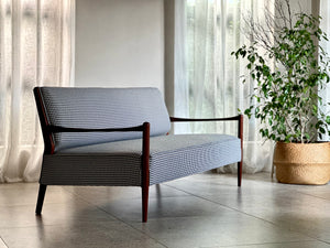 Mid-Century, Danish-Style Sofa with Houndstooth Fabric