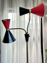 Load image into Gallery viewer, Retro Black, Red &amp; Brass Floor lamp
