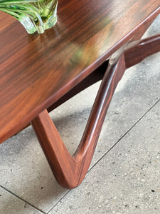 Mid-Century Solid Mahogany Coffee Table - X Leg Base