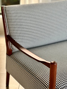 Mid-Century, Danish-Style Sofa with Houndstooth Fabric