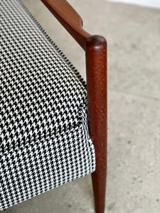 Mid-Century, Danish-Style Sofa with Houndstooth Fabric