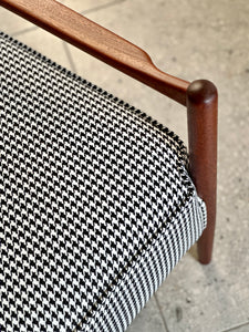 Mid-Century, Danish-Style Sofa with Houndstooth Fabric