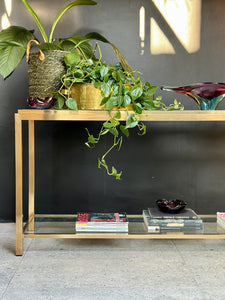 Vintage Brass & Glass Console