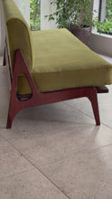 Load and play video in Gallery viewer, Mid-Century Sleeper Couch in Lime Green Velvet

