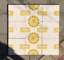 Load image into Gallery viewer, Vintage retro yellow and green tiles made in Italy
