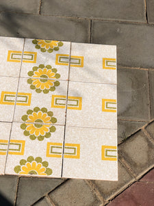Vintage retro yellow and green tiles made in Italy