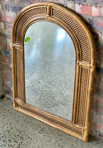 Cane arched mirror