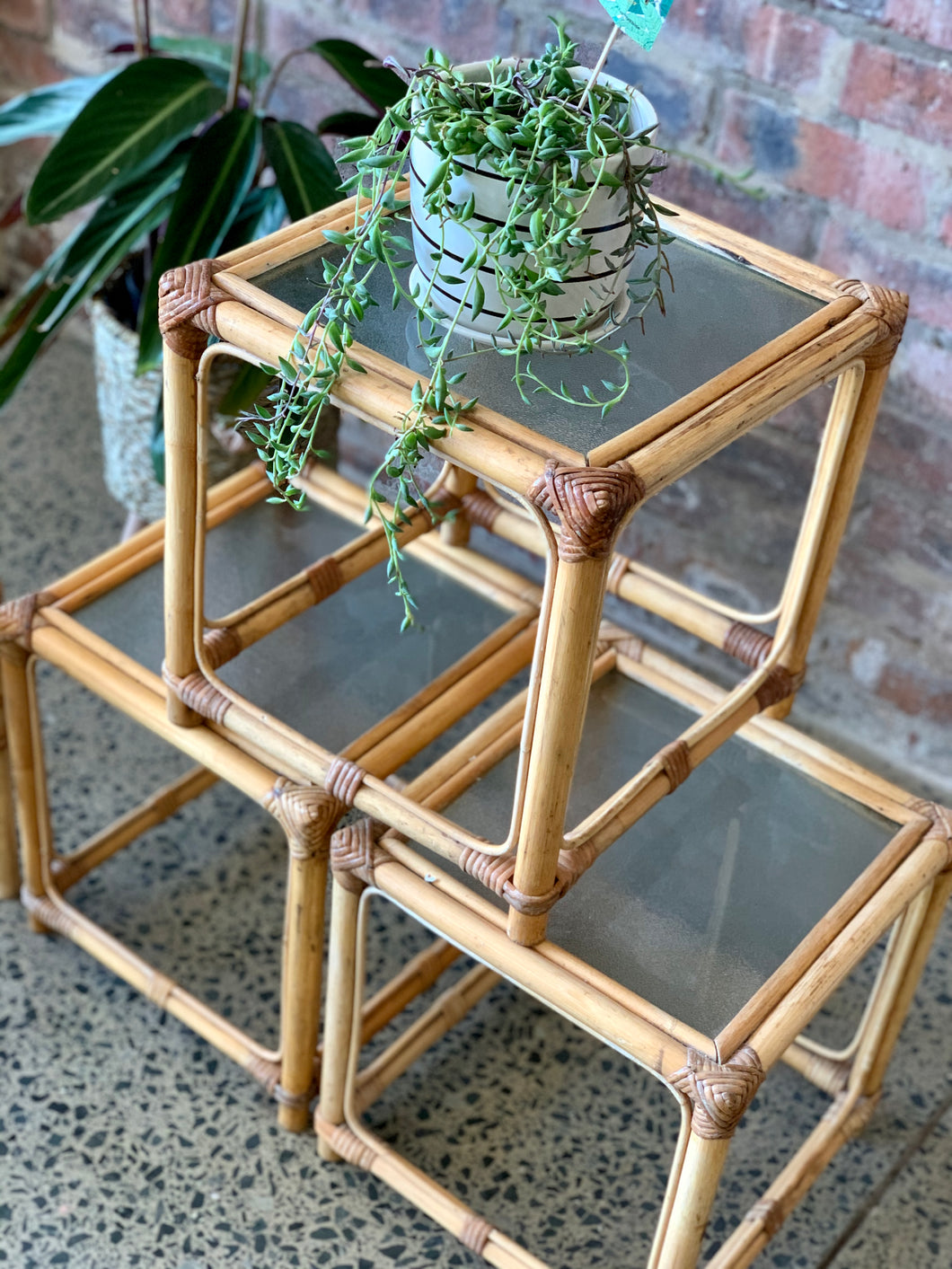 Square cane side table