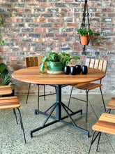 Load image into Gallery viewer, Wooden slatted round table &amp; 6 chairs
