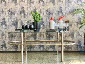 Chrome and glass modernist cocktail table