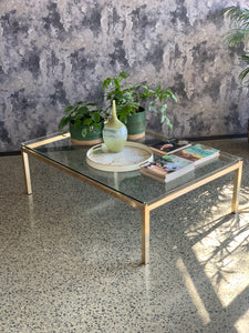 Rectangle brass & glass coffee table