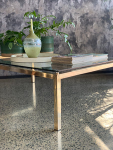 Rectangle brass & glass coffee table