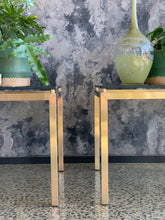 Load image into Gallery viewer, Pair of brass &amp; glass side table
