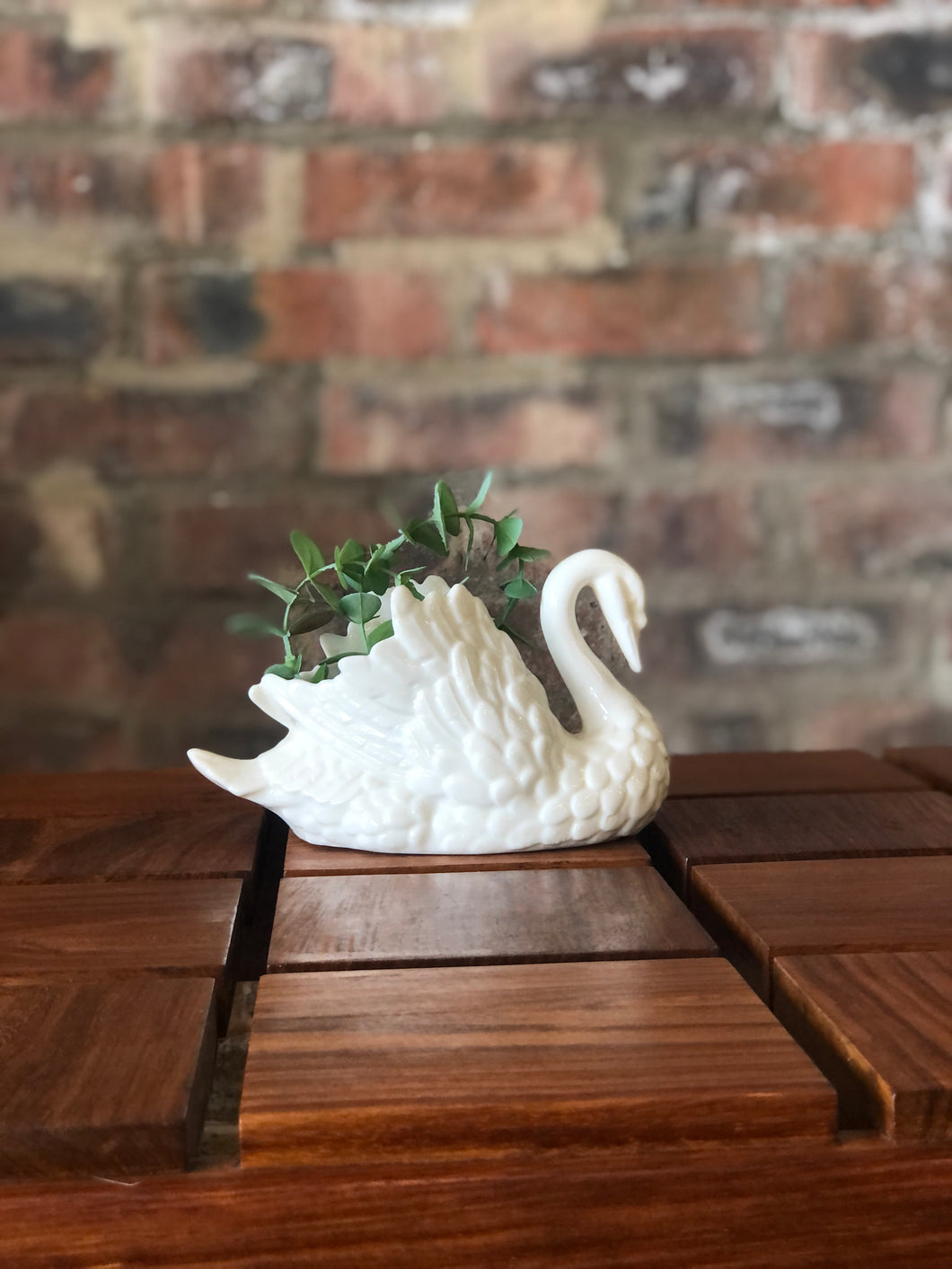 White ceramic swan