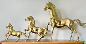 Vintage Solid Brass Horses