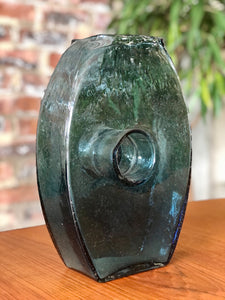 Vintage handblown blue glass vase