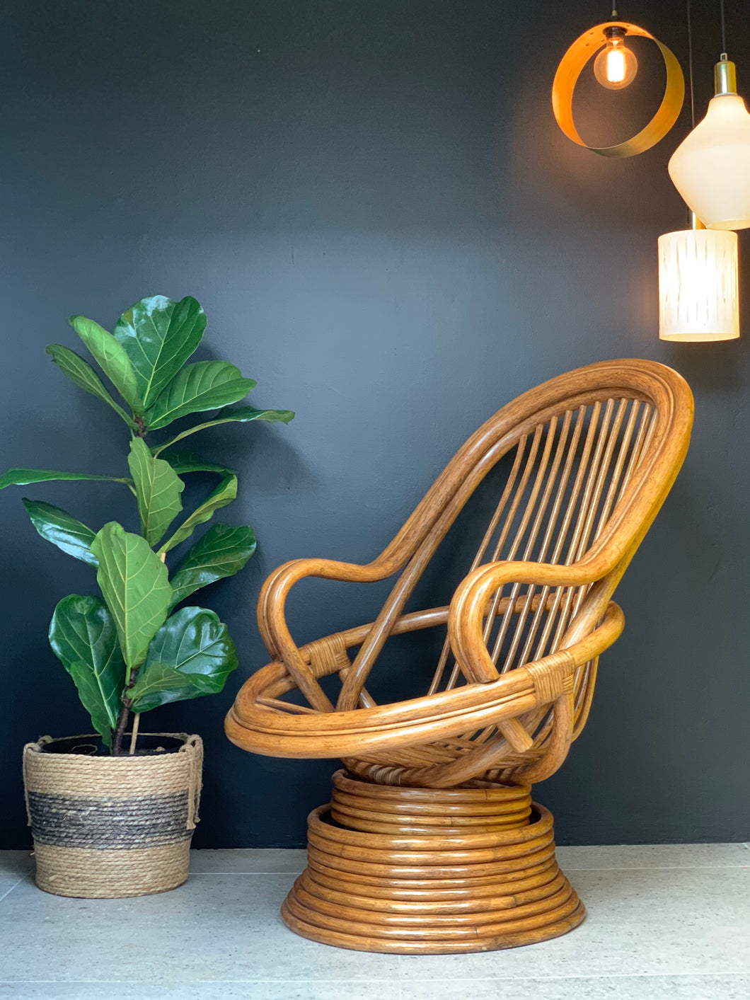 Vintage Cane Rocking / Swivel Chair