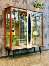 Load image into Gallery viewer, vintage drinks cabinet with printed glass panels
