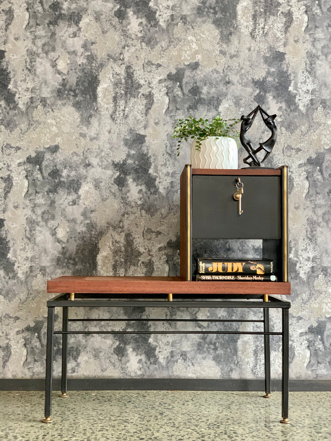 Steel & wood telephone table