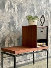 Load image into Gallery viewer, Steel &amp; wood telephone table
