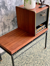 Load image into Gallery viewer, Steel &amp; wood telephone table
