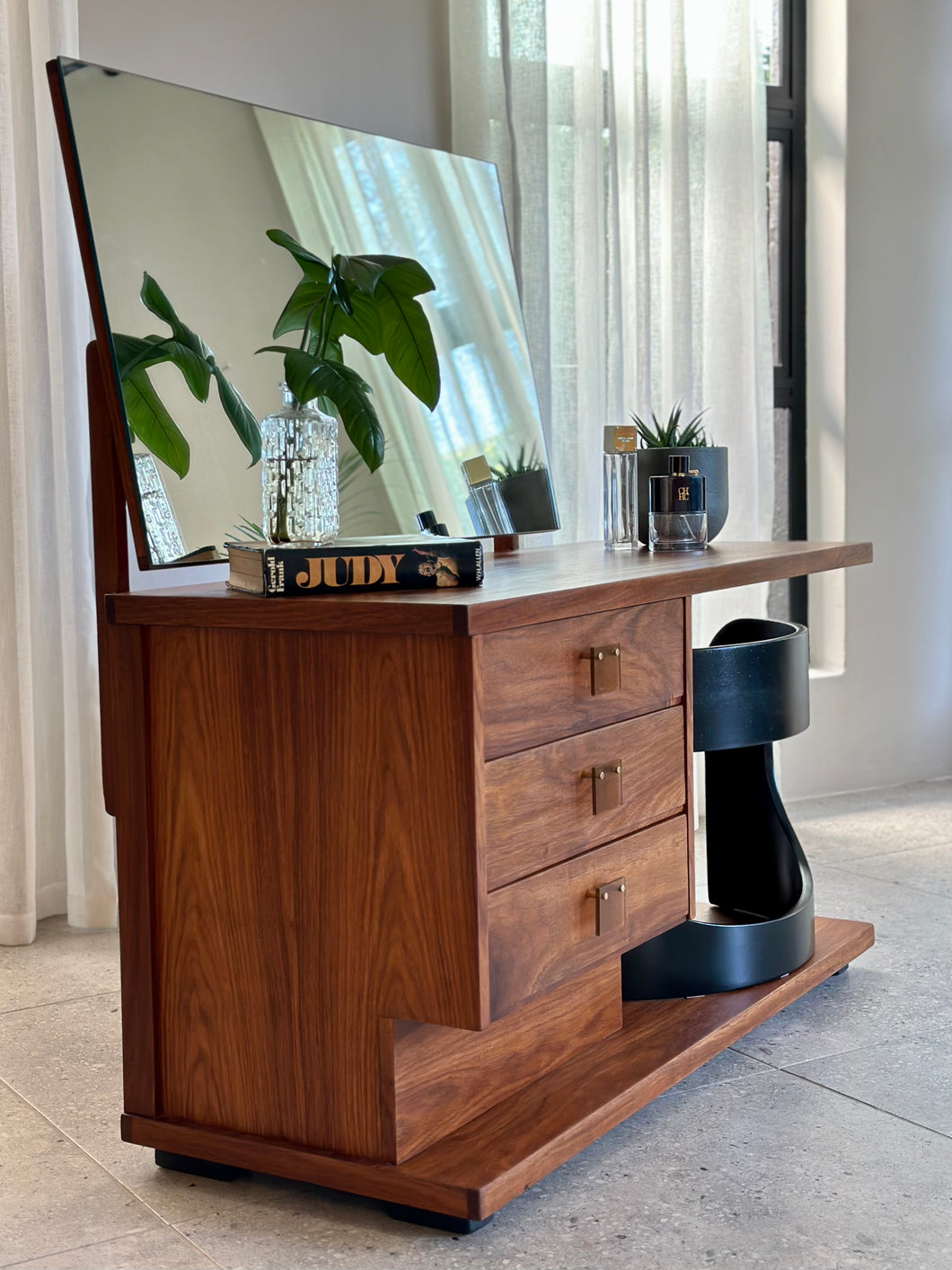 Retro Kiaat Dressing Table with Stool