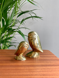 Pair Of Vintage Brass Owls