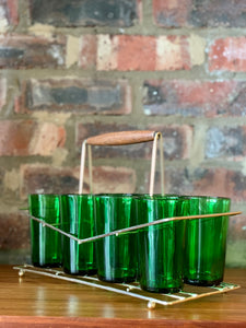 Set of Vintage Green Glasses