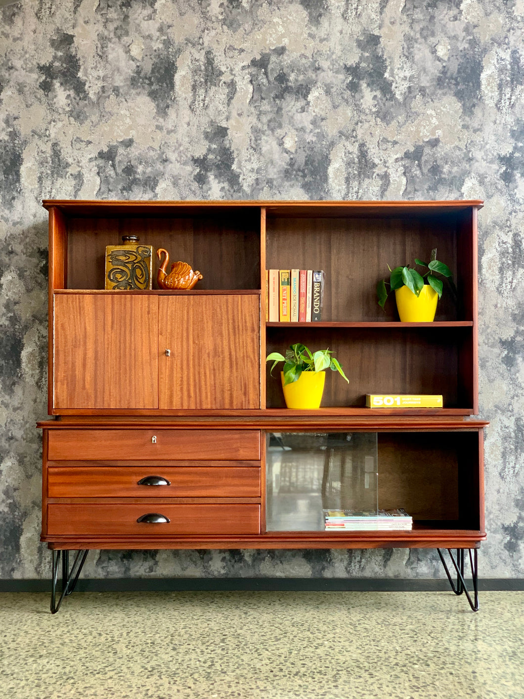 Mahogany wall unit/ drinks cabinet