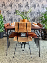 Load image into Gallery viewer, Retro 5 piece slatted wood and steel kitchen/patio set
