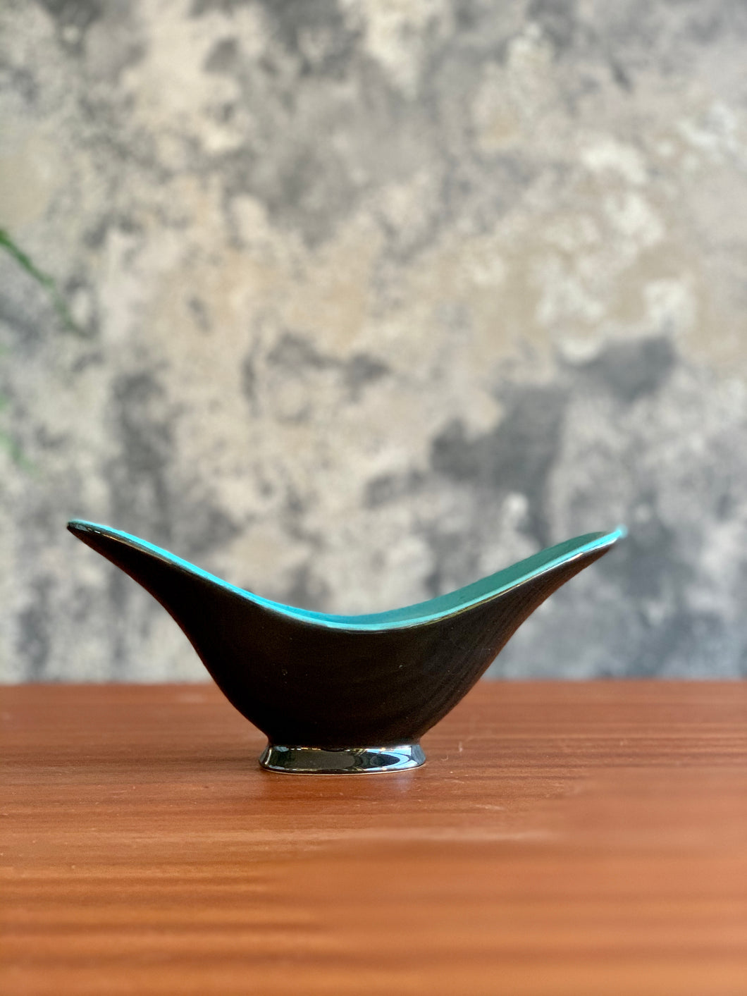 Retro turquoise and black vase