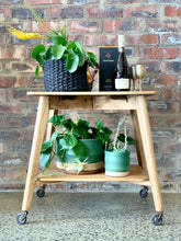 Load image into Gallery viewer, Mid-Century 2 tiered oak drinks trolley

