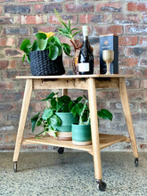 Load image into Gallery viewer, Mid-Century 2 tiered oak drinks trolley
