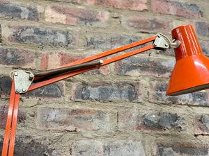 Retro orange clip-on desk lamp