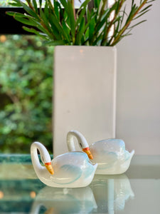 "MidWinter" Pair of Porcelain Swans