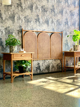 Load image into Gallery viewer, Vintage Double Cane Headboard &amp; Pedestals
